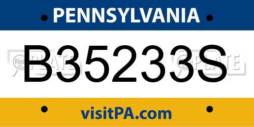 B35233S Pennsylvania License Plate