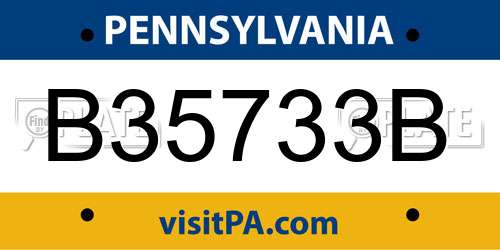 B35733B Pennsylvania License Plate