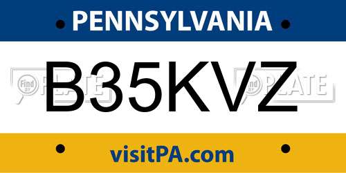 B35KVZ Pennsylvania License Plate