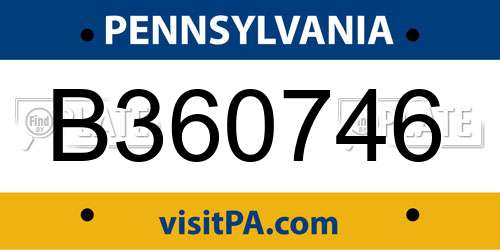 B360746 Pennsylvania License Plate