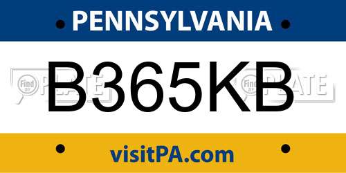 B365KB Pennsylvania License Plate