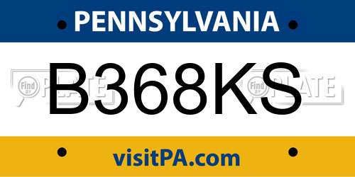 B368KS Pennsylvania License Plate
