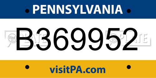 B369952 Pennsylvania License Plate