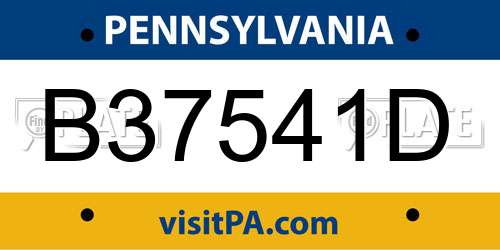 B37541D Pennsylvania License Plate