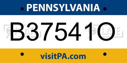 B37541O Pennsylvania License Plate