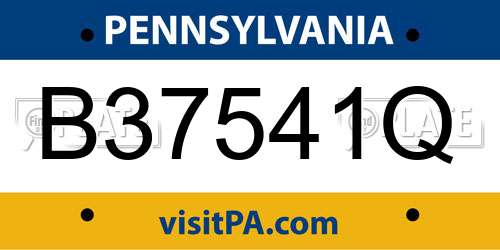 B37541Q Pennsylvania License Plate