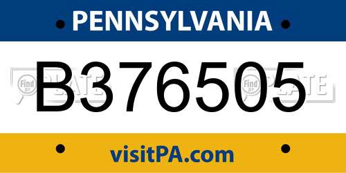 B376505 Pennsylvania License Plate