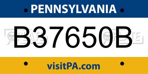 B37650B Pennsylvania License Plate
