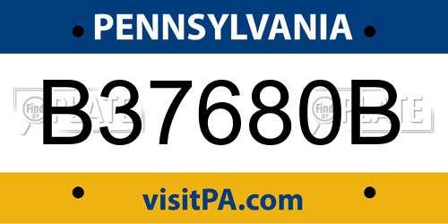 B37680B Pennsylvania License Plate
