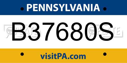 B37680S Pennsylvania License Plate