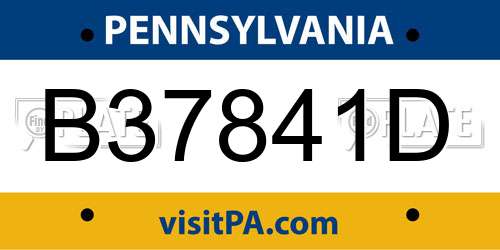 B37841D Pennsylvania License Plate