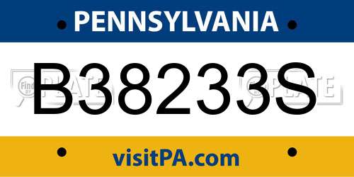 B38233S Pennsylvania License Plate