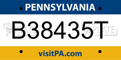 B38435T Pennsylvania License Plate