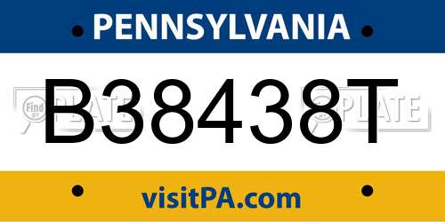B38438T Pennsylvania License Plate