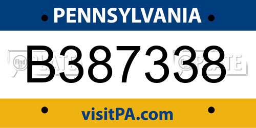 B387338 Pennsylvania License Plate