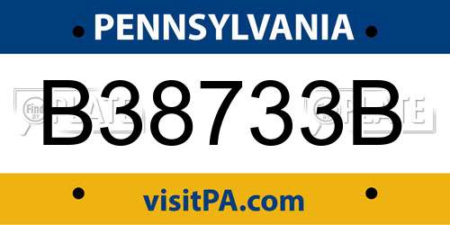 B38733B Pennsylvania License Plate