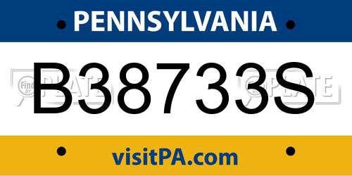 B38733S Pennsylvania License Plate