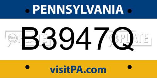 B3947Q Pennsylvania License Plate