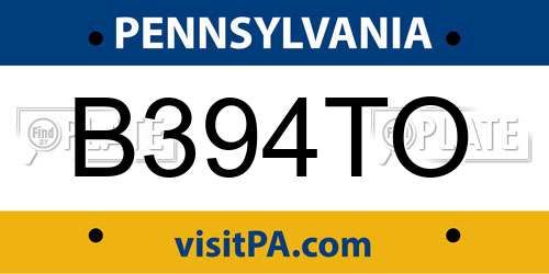 B394TO Pennsylvania License Plate