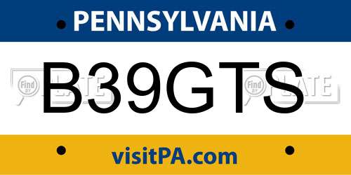 B39GTS Pennsylvania License Plate
