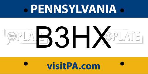 B3HX Pennsylvania License Plate