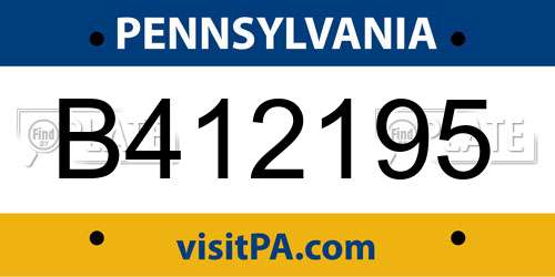 B412195 Pennsylvania License Plate
