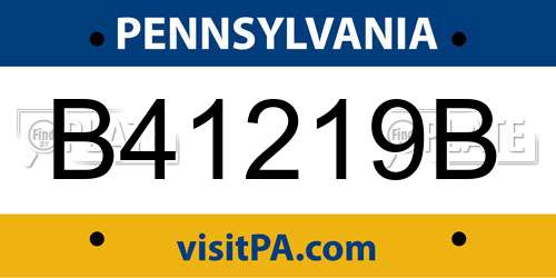 B41219B Pennsylvania License Plate