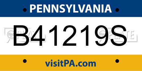 B41219S Pennsylvania License Plate