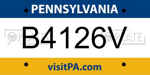 B4126V Pennsylvania License Plate