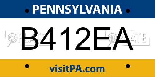 B412EA Pennsylvania License Plate