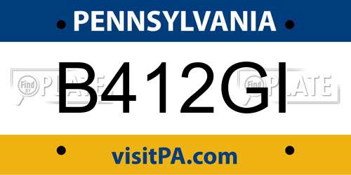 B412GI Pennsylvania License Plate