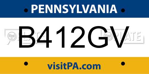 B412GV Pennsylvania License Plate