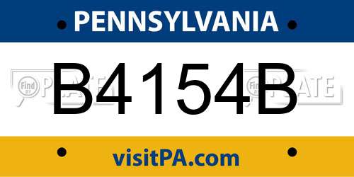 B4154B Pennsylvania License Plate