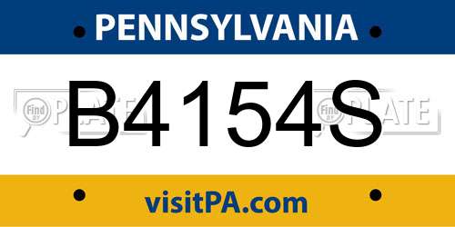B4154S Pennsylvania License Plate