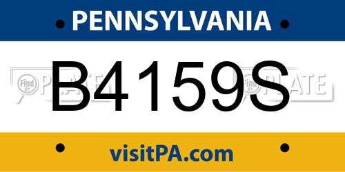B4159S Pennsylvania License Plate