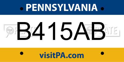 B415AB Pennsylvania License Plate