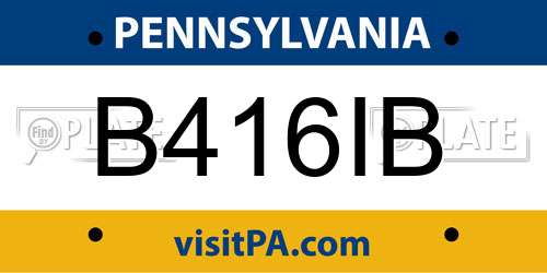 B416IB Pennsylvania License Plate