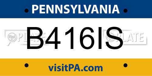 B416IS Pennsylvania License Plate