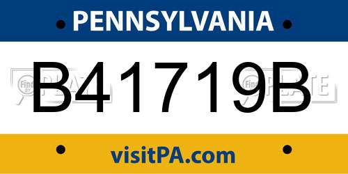 B41719B Pennsylvania License Plate