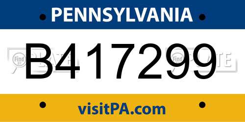 B417299 Pennsylvania License Plate