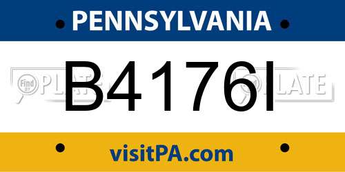 B4176I Pennsylvania License Plate