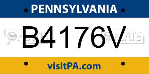 B4176V Pennsylvania License Plate