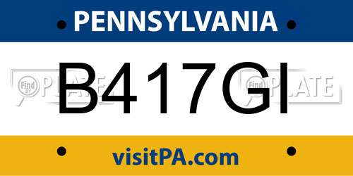B417GI Pennsylvania License Plate