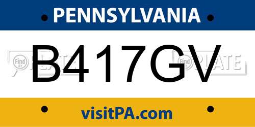 B417GV Pennsylvania License Plate