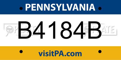 B4184B Pennsylvania License Plate