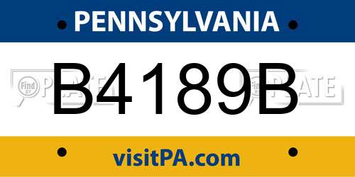 B4189B Pennsylvania License Plate