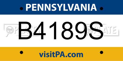 B4189S Pennsylvania License Plate