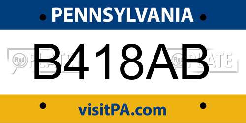 B418AB Pennsylvania License Plate