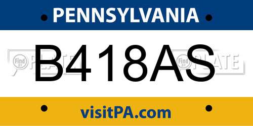 B418AS Pennsylvania License Plate