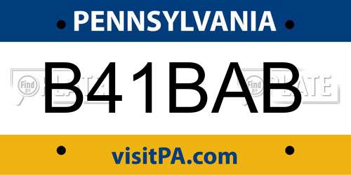 B41BAB Pennsylvania License Plate